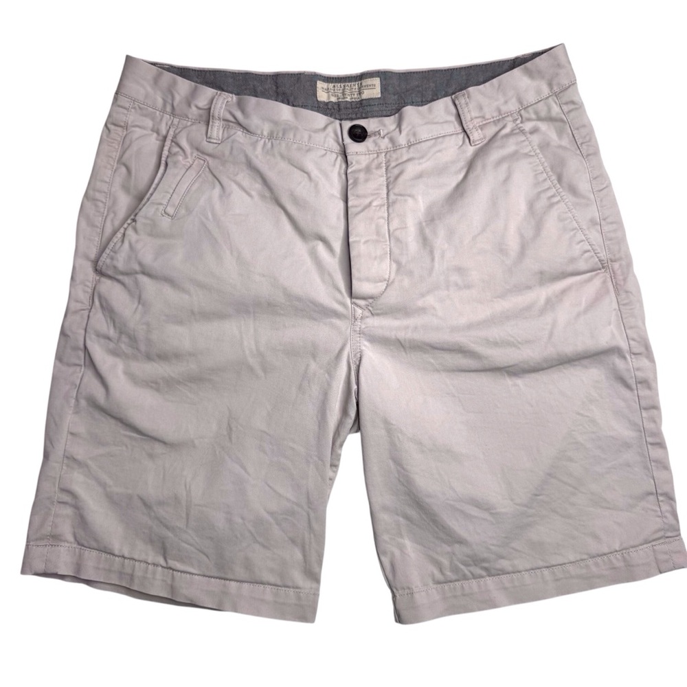 Allsaints Mitre Deck Chino Flat Front Stretch Shorts 32 Button Fly Dusty Pink